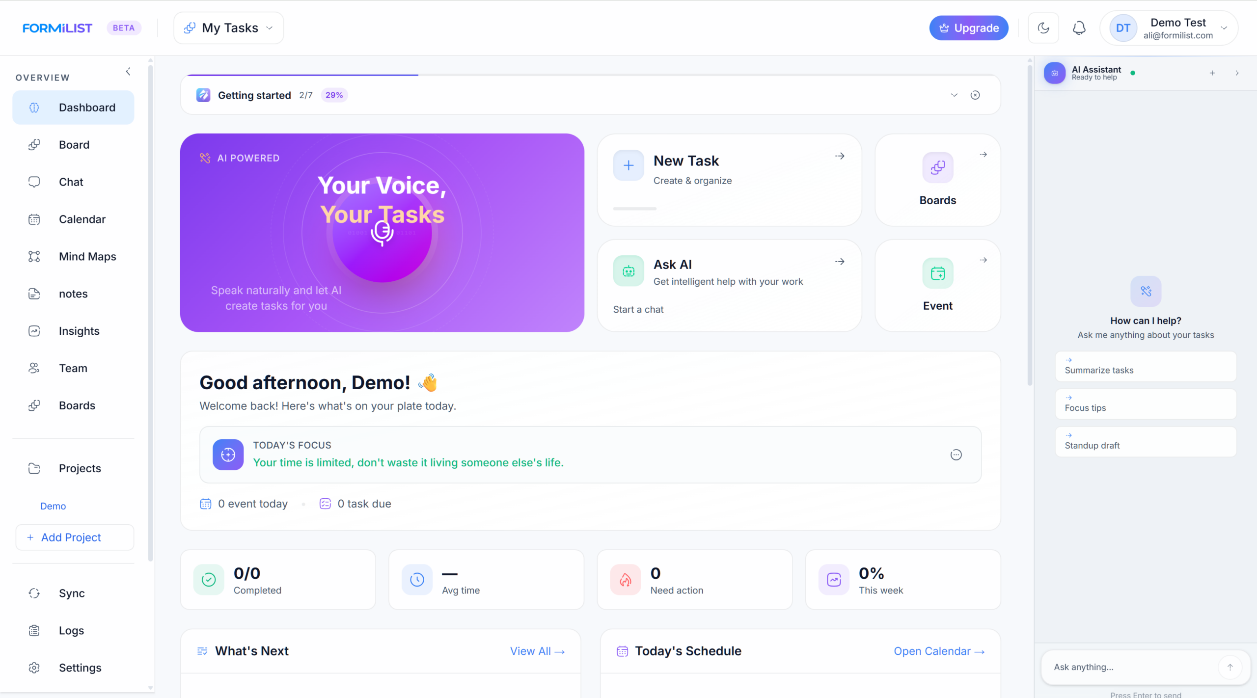 Formilist Dashboard
